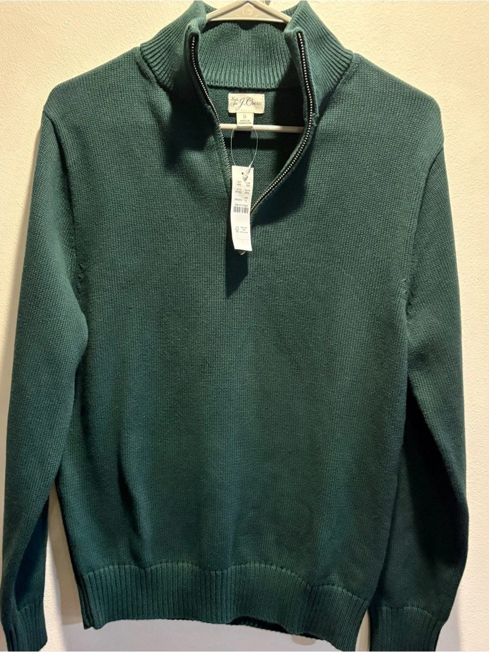 J. Crew Men's Dark Green Zip-Neck Sweater